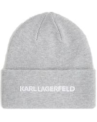 KARL LAGERFELD - Logo-Embroidered Ribbed Beanie - Lyst