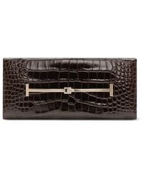 Tom Ford - Tumbled Printed Crocodile-Leather Arc Clutch - Lyst