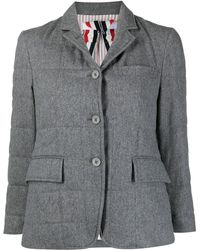 Womens Clothing Coats Short coats Grey Thom Browne Wool Padded Classic Sport Coat in Grey 