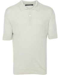 Tagliatore - Short-Sleeve Ribbed-Knit Polo Shirt - Lyst