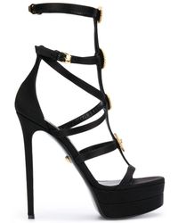versace black strappy heels