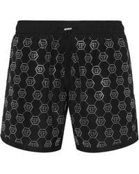 Philipp Plein - Crystal-Monogram Swim Shorts - Lyst