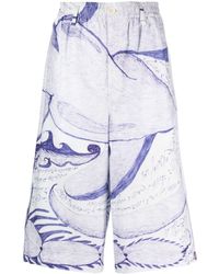 Lemaire - Graphic-print Below-knee Shorts - Lyst