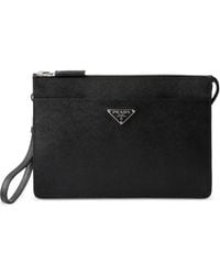 Prada - Saffiano Leather Pouch - Lyst