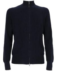 Ballantyne - Ribbed-Knit Zip-Up Cardigan - Lyst