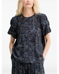 Munthe - Lustanna Floral Puff-Sleeve Blouse - Lyst