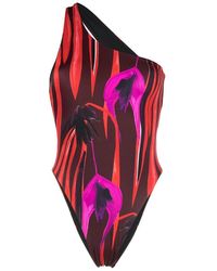 Louisa Ballou - Abstract-print One-shoulder Swimsuit - Lyst