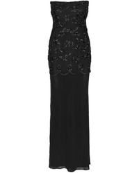 ROTATE BIRGER CHRISTENSEN - Robe Longue Sans Manches En Résille À Fleurs - Lyst