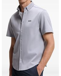 BOSS - Logo-Print Button-Down Shirt - Lyst
