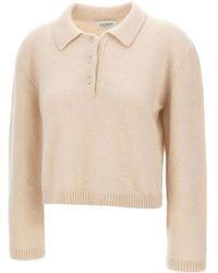 Laneus - Long-Sleeve Ribbed Polo Top - Lyst