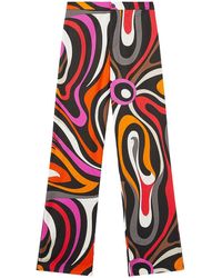 Emilio Pucci - Wave-print Silk High-waist Trousers - Lyst
