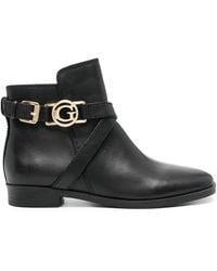 Guess - Floriza Logo-Plaque Leather Boots - Lyst