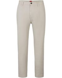 HUGO - Slim-cut Cotton Trousers - Lyst