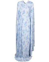 Balenciaga - Floral-Print Pleated Maxi Dress - Lyst