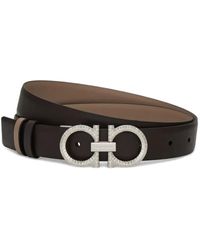 Ferragamo - Knurled-Gancini Reversible And Adjustable Belt - Lyst