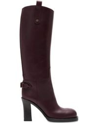 Burberry - Leather Cavalier Heel Boots - Lyst