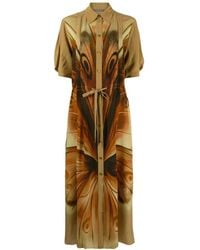 Alberta Ferretti - Abstract-Print Shirtdress - Lyst
