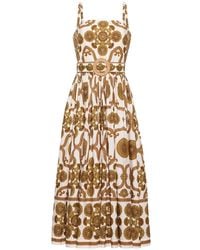 Cara Cara - Vestido Midi Lee Con Estampado Floral Y Cinturón - Lyst