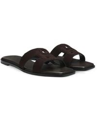 BOSS - Logo-Patch Suede Sandals - Lyst