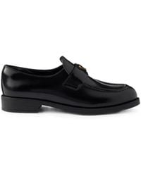 Prada - Triangle-Logo Leather Loafers - Lyst
