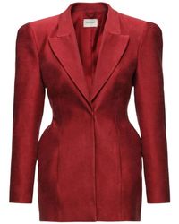 Magda Butrym - Cinched-Waist Peak-Lapel Blazer - Lyst