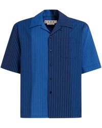 Marni - Colour-block Striped Virgin Wool Shirt - Lyst