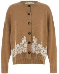 Alberta Ferretti - Lace-Insert Cardigan - Lyst