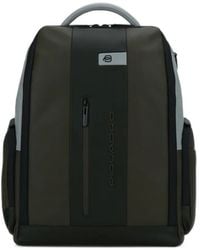 Piquadro - Logo-Print Leather Backpack - Lyst