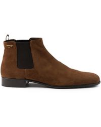 Prada - Suede Chelsea Boots - Lyst