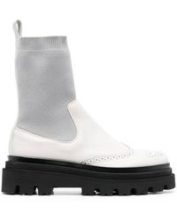 Eleventy - Leather Ankle Sock Boots - Lyst