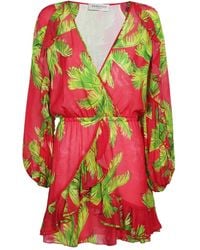 Ermanno Scervino - Palm-Print Ruffled Mini Dress - Lyst