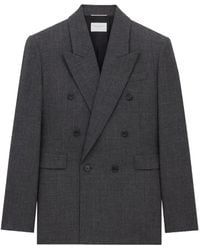 Saint Laurent - Wollen Blazer Met Dubbele Rij Knopen - Lyst