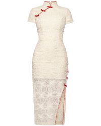 ANOUKI - Bow-Embellished High-Neck Midi Dress - Lyst