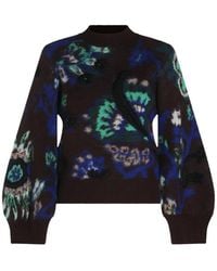 Sacai - Embroidered Floral-Intarsia Sweater - Lyst