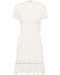 Prada - Crochet Cotton Mini Dress - Lyst
