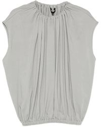 Tibi - Shirred-Neck Circular T-Shirt - Lyst