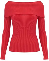 Isaia - Ribbed-Knit Off-The-Shoulder Sweater - Lyst