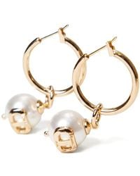 Twinset - Hoop Earrings With Pearl And Oval T - Lyst