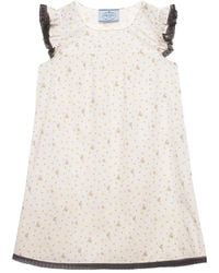 Prada - Minikleid Mit Blumen-Print - Lyst