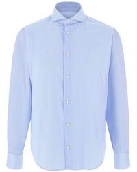 BOGGI - Striped Cotton Twill Shirt Slim Fit - Lyst