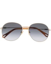 Chloé - Logo-Engraved Pilot-Frame Sunglasses - Lyst