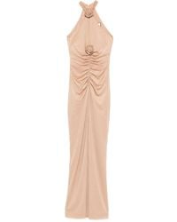 Nissa - Maxi-Avondjurk Verfraaid Met Rozen En Ruches - Lyst