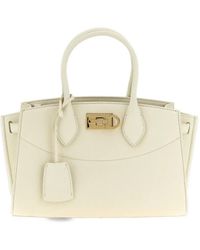 Ferragamo - M Studio Pebbled Leather Tote Bag - Lyst