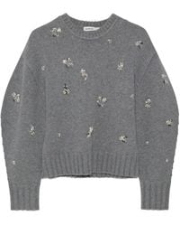 Jonathan Simkhai - Crystal-Embellished Floral-Motif Sweater - Lyst