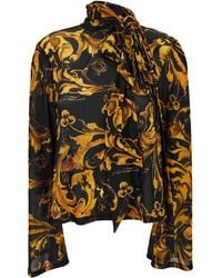 Versace Jeans Couture - Top Met Barokprint En Gestrikte Hals - Lyst