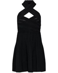 Balmain - Halterneck Pointelle-Knit Mini Dress - Lyst