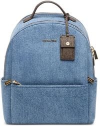 Michael Kors - Logo-Print Denim Backpack - Lyst