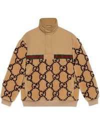 Gucci - Trainingsjacke aus Shell und Fleece aus einer Wollmischung mit Jacquard-Logomuster und kurzem Reißverschluss - Lyst