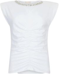 Liu Jo - Rhinestone-Embellished Cotton T-Shirt - Lyst