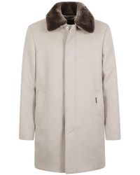 Moorer - Abrigo Con Cierre Oculto Y Cuello De Pelo - Lyst